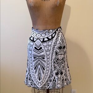 Black and White Patterned Women's Skirt